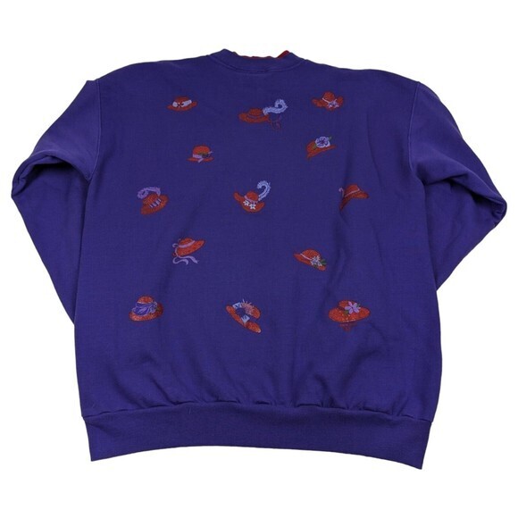 Vintage Artisans Sweatshirt All Over Print Sun Hat w/ brooch - Picture 2 of 10